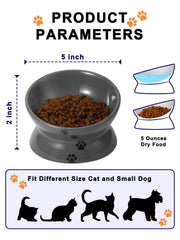 Y YHY ceramic elevated bowl supports cat eating comfortably.