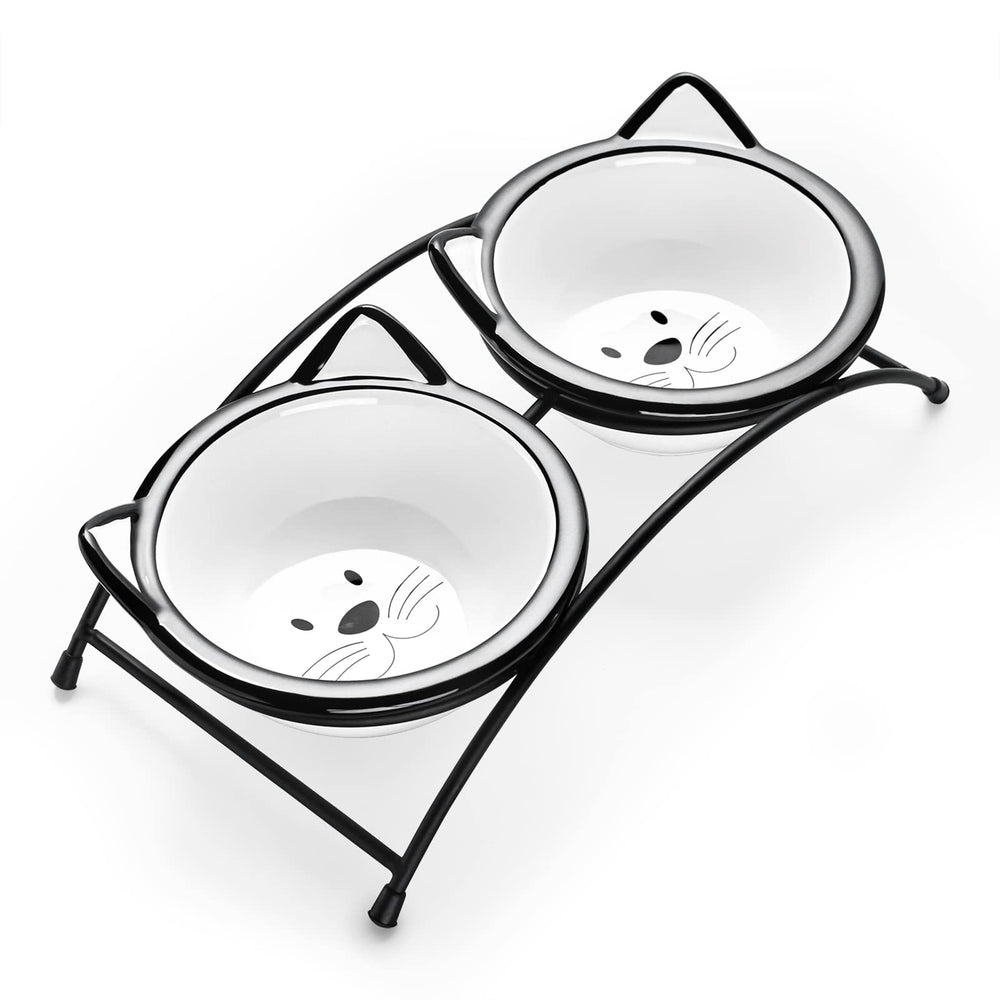 Y YHY raised cat bowls on a stand with 12 oz food bowl for comfortable meals