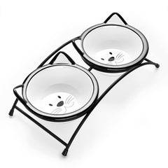 Y YHY raised cat bowls on a stand with 12 oz food bowl for comfortable meals