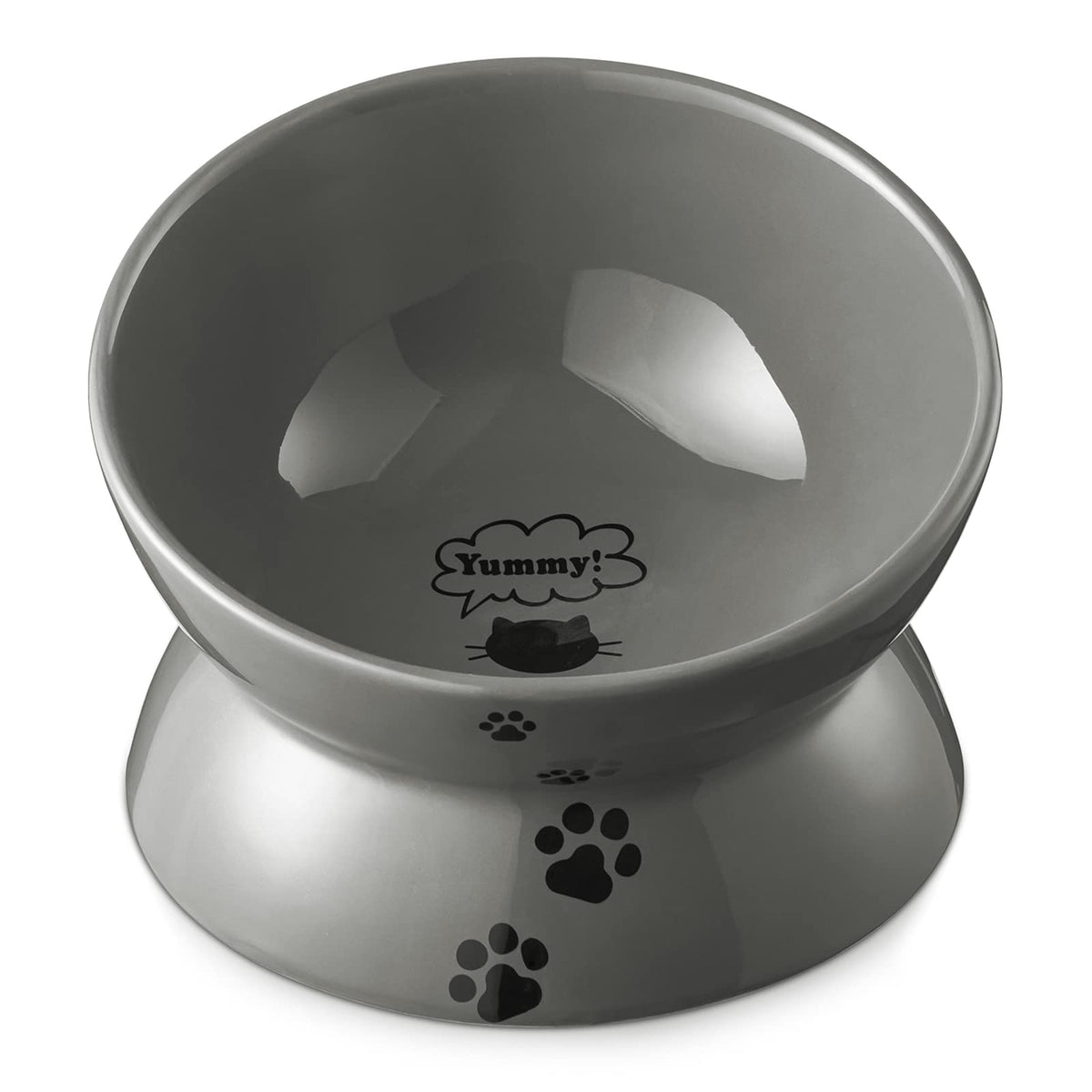 Y YHY raised cat-food bowl side view for easier feeding.