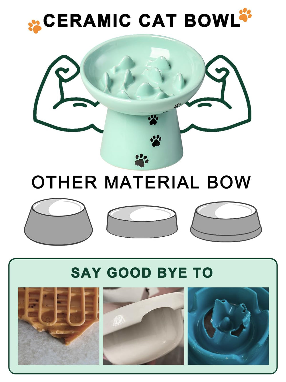 Y YYHY elevated 5.7-inch cat bowl supports natural posture while eating.