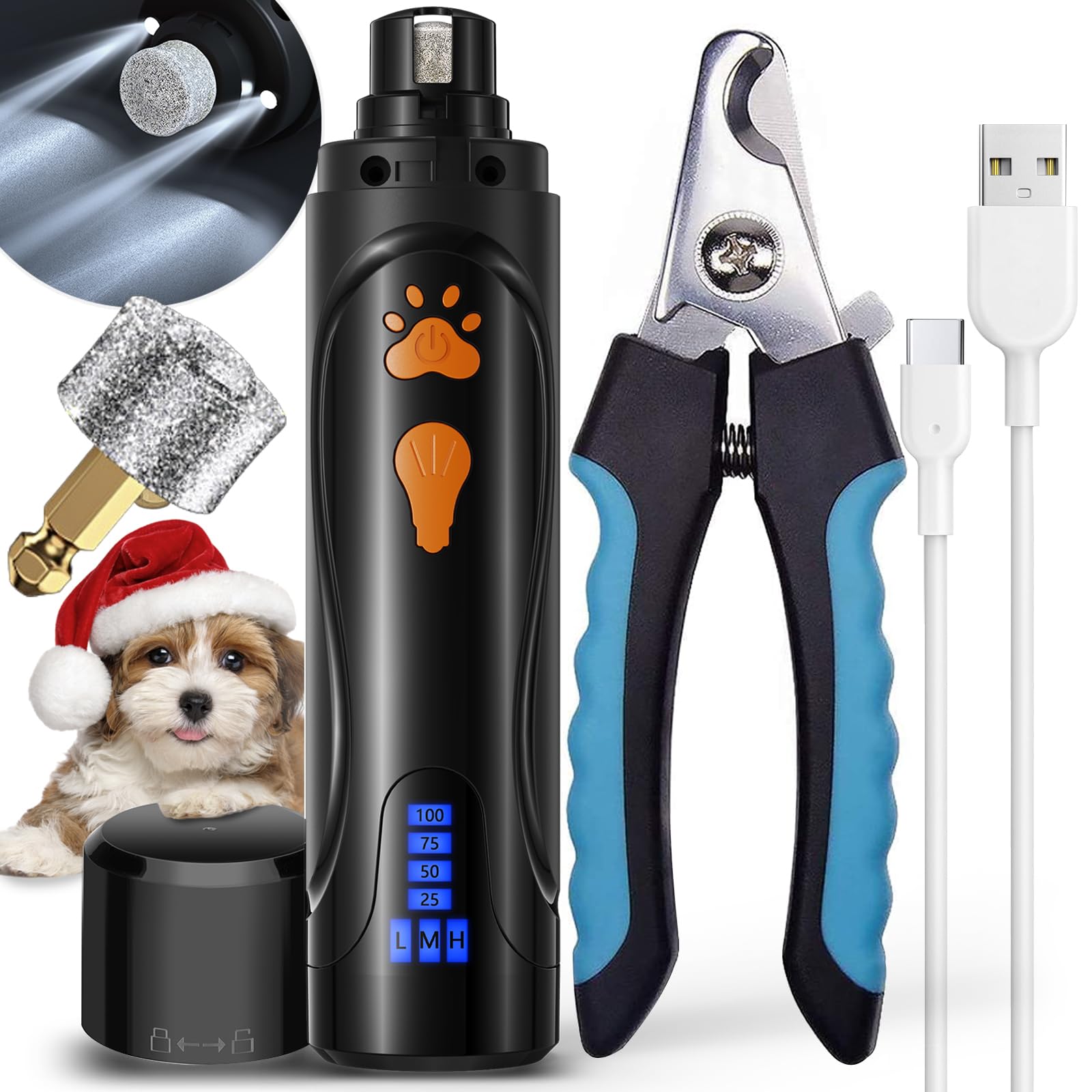 YABIFE dog nail trimmers kit with LED light aiding quick visibility during grooming