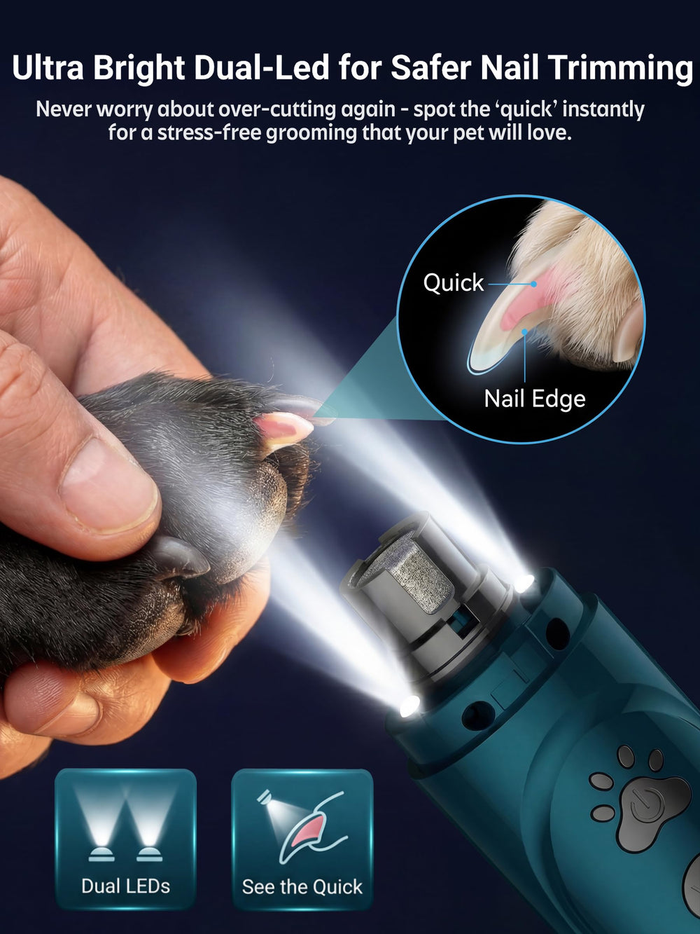 YABIFE nail clippers included for quick length removal before grinding.