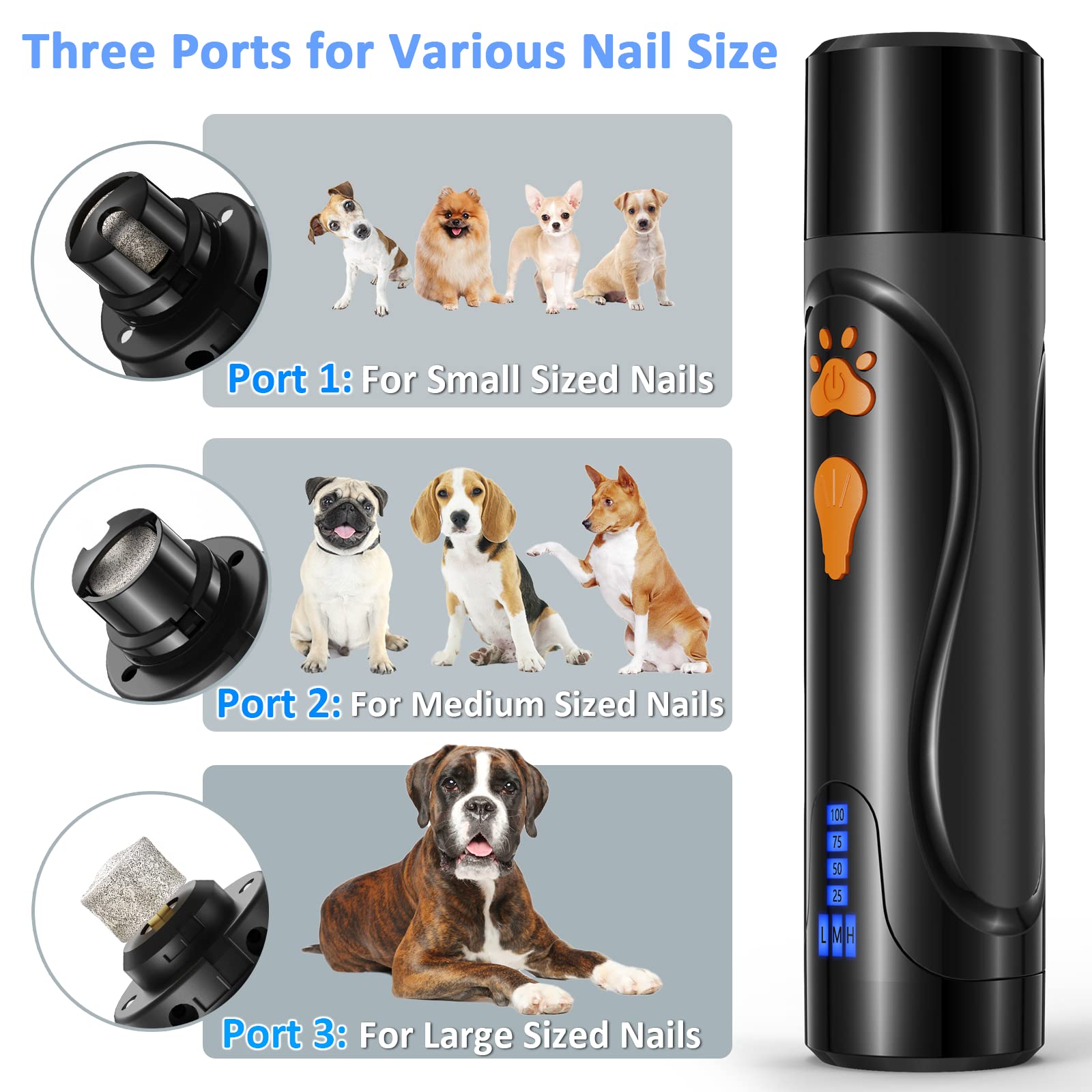 YABIFE power percentage display indicating battery level for nail trimming