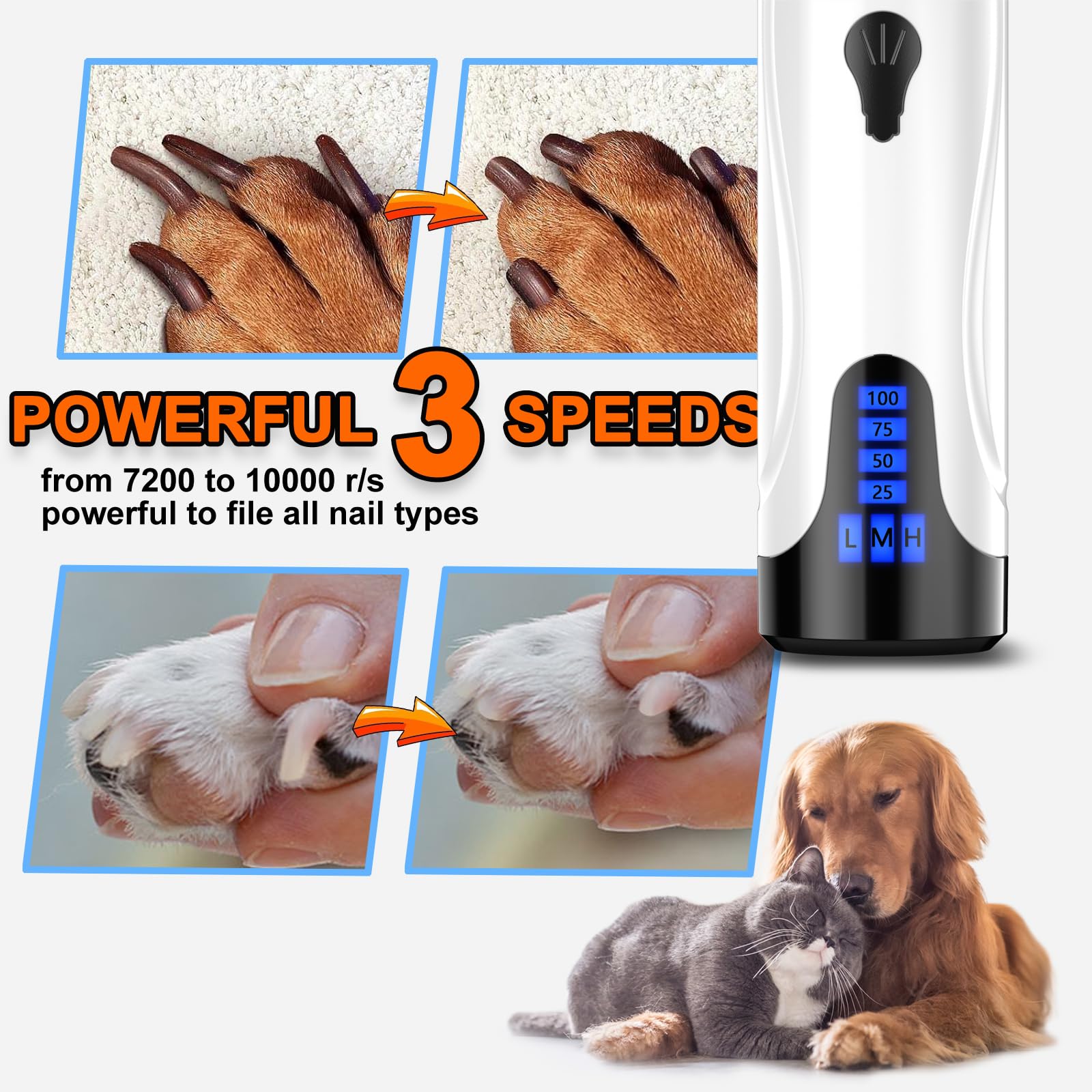 YABIFE USB-C rechargeable nail grinder with fast charging capability