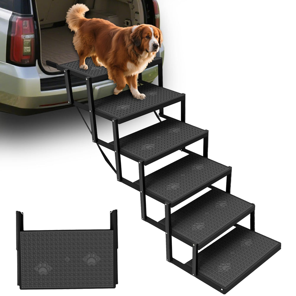 YACONA dog stairs for car, 6 steps, integrated stability for car access