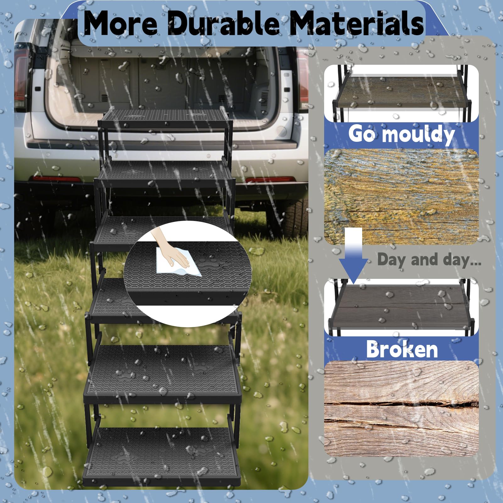 YACONA durable high-grade plastic resists sun, snow, humidity