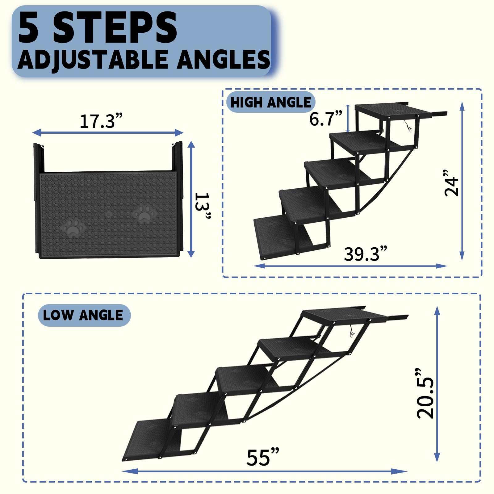 YACONA dog stairs for car weather resistant plastic handles sun and rain