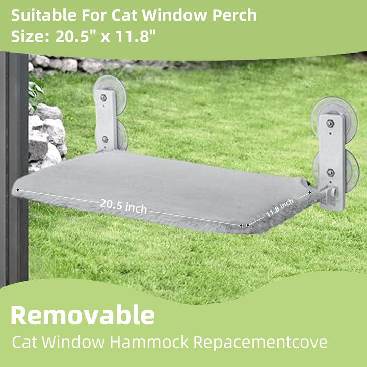 YACVRLT cat window perch cover gray, back view showing durable material and easy maintenance.