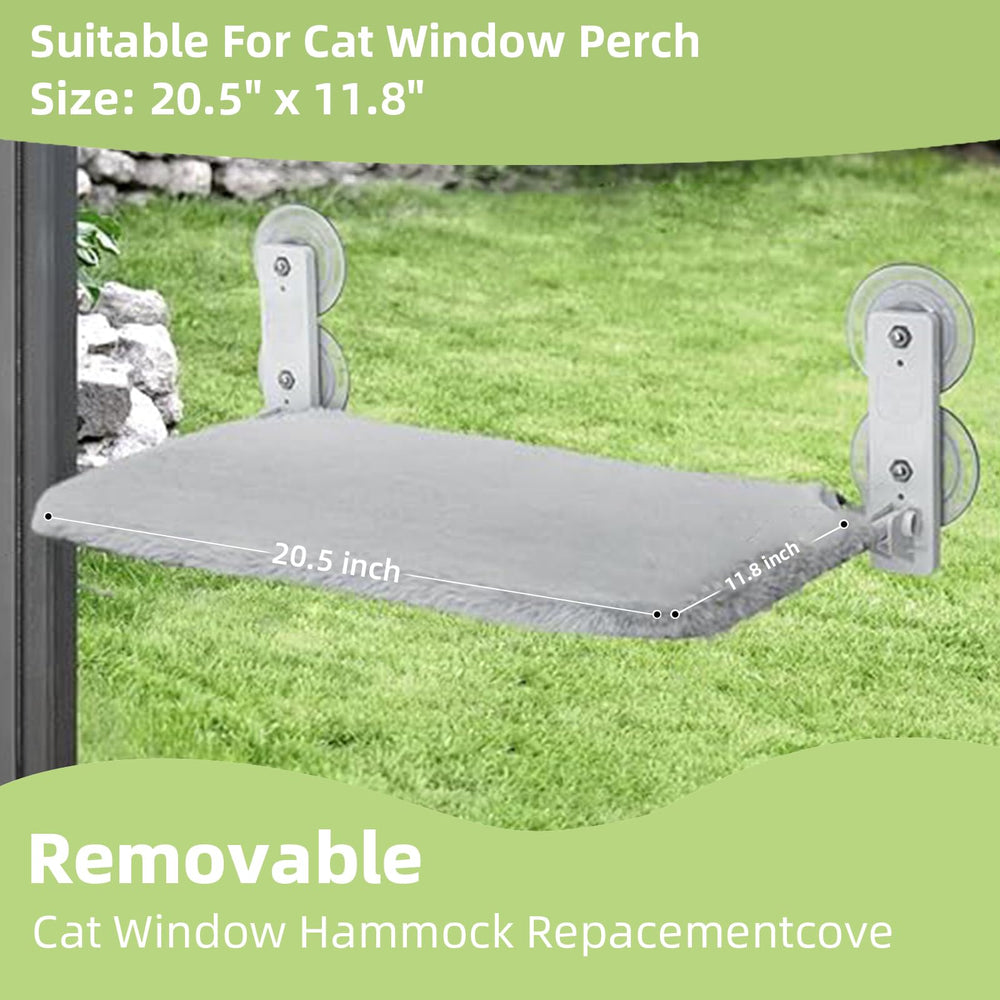 YACVRLT cat window perch cover gray, back view showing durable material and easy maintenance.