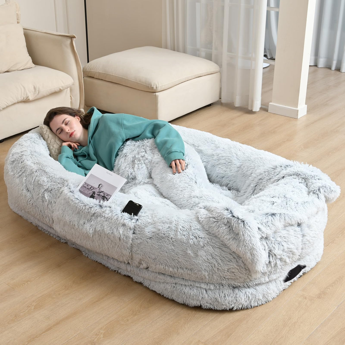 YAEM Human Dog Bed full setup for adults and pets, spacious comfort