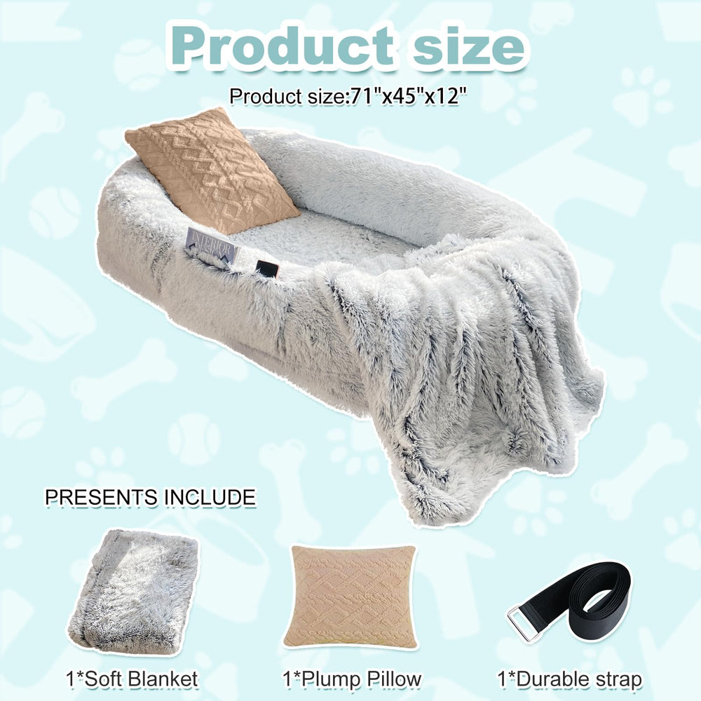 YAEM Human Dog Bed plush faux fur surface offers soft, cozy lounging