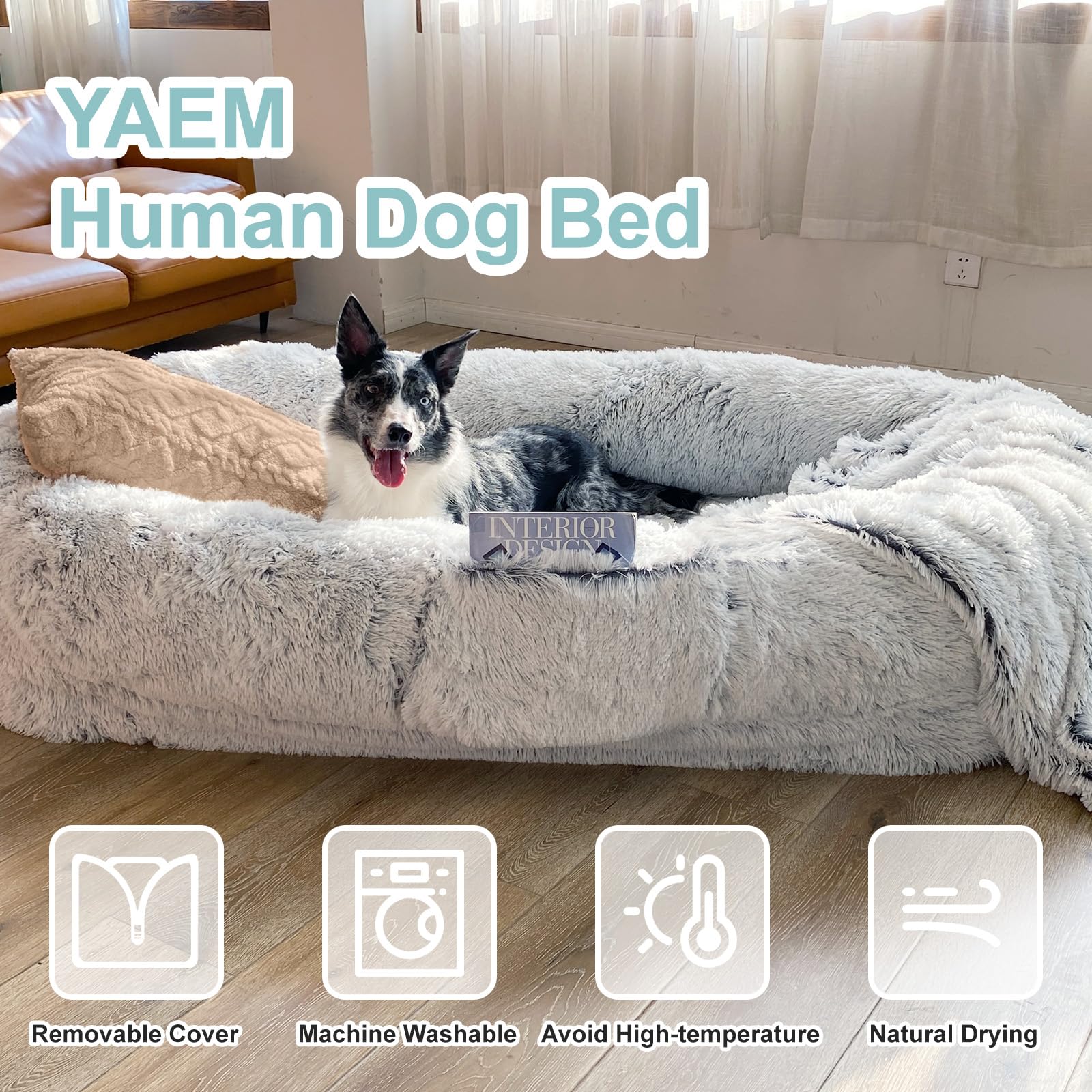 YAEM Human Dog Bed removable cover for easy cleaning