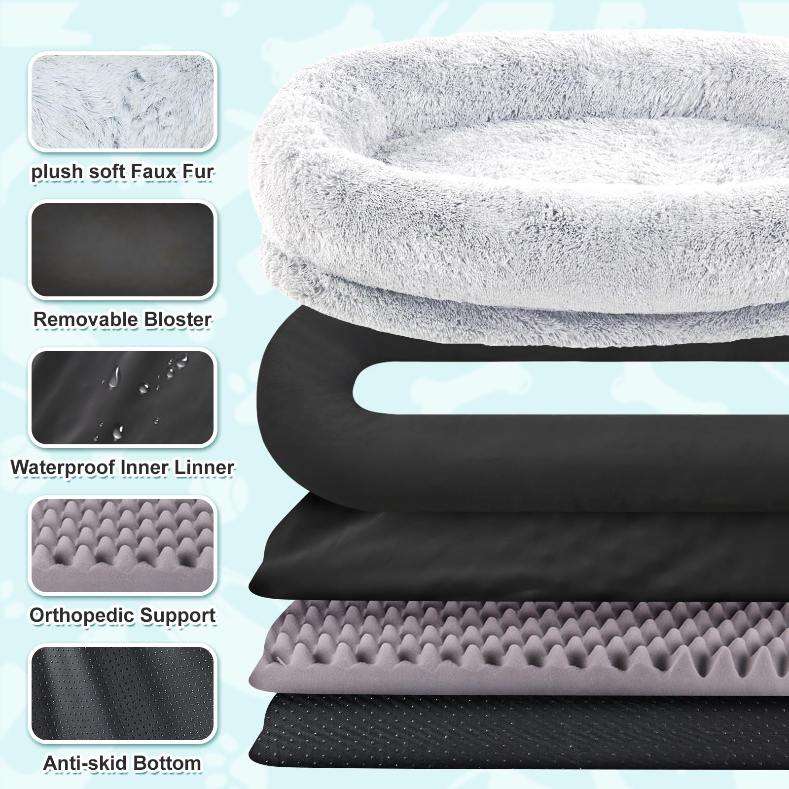 YAEM Human Dog Bed side storage pocket keeps essentials close