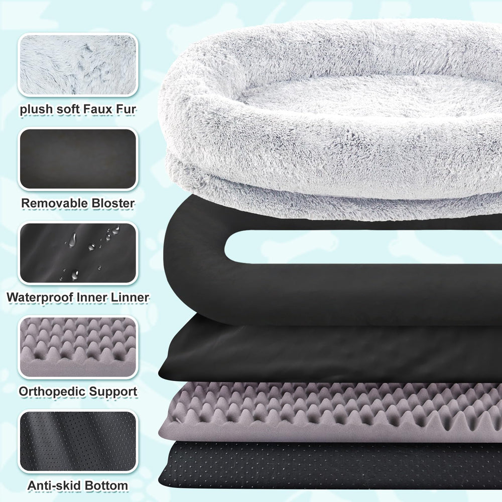 YAEM Human Dog Bed side storage pocket keeps essentials close