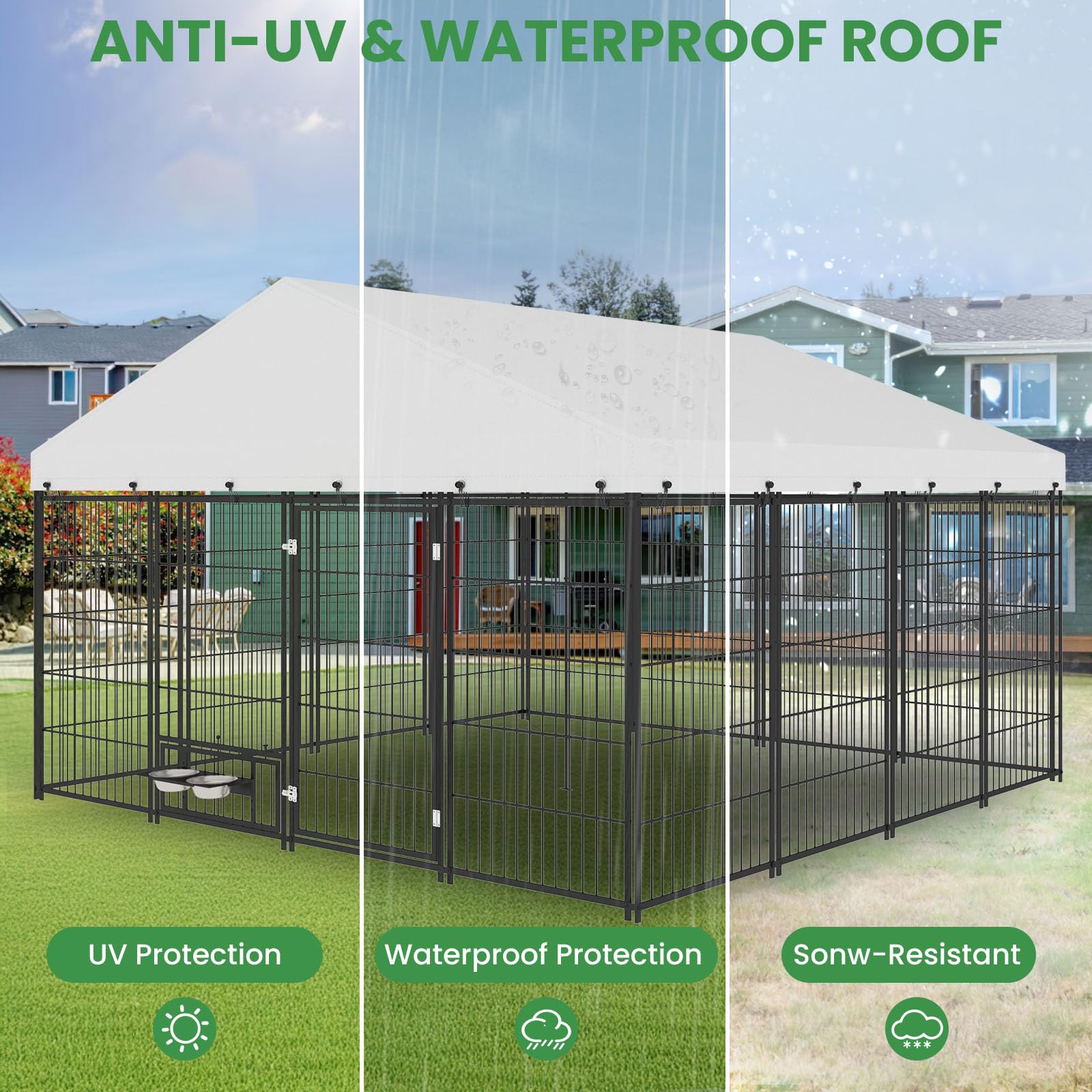 Yafylly kennel feeding door enables safe, easy meals without opening the main gate