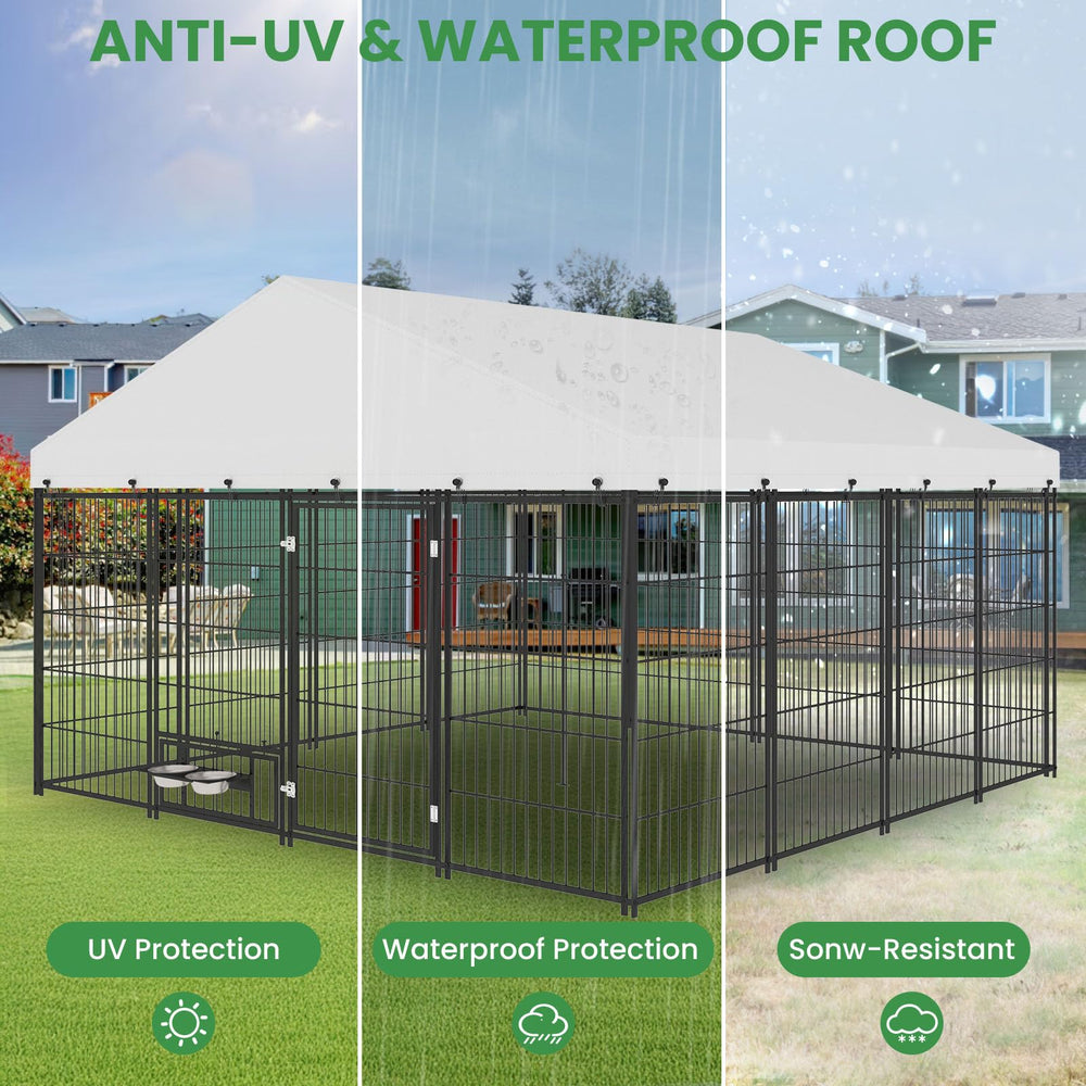Yafylly kennel feeding door enables safe, easy meals without opening the main gate