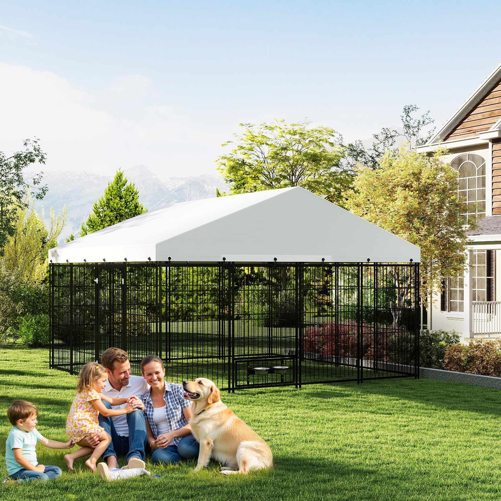 Yafylly outdoor enclosure provides a safe, ventilated space for large dogs