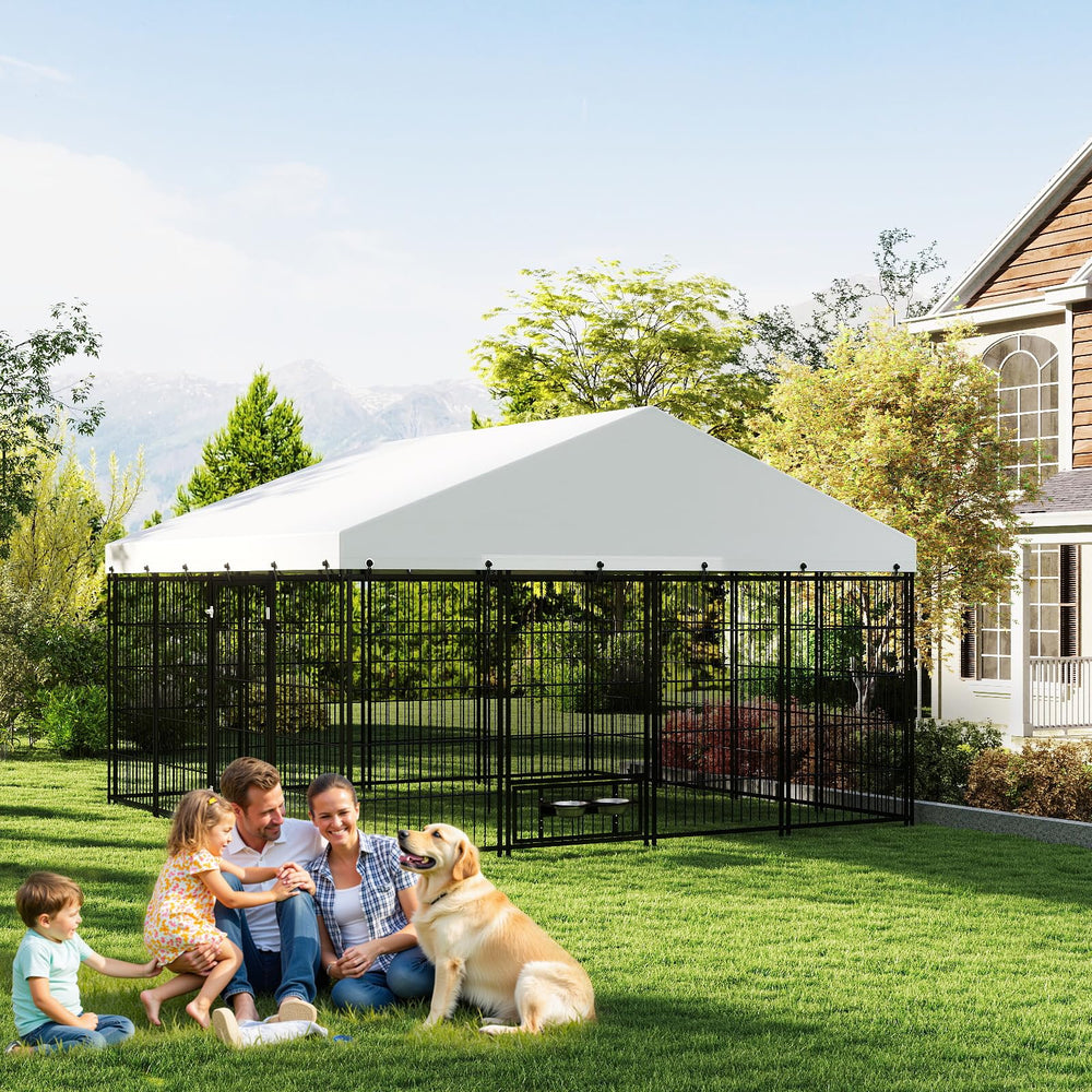 Yafylly outdoor enclosure provides a safe, ventilated space for large dogs