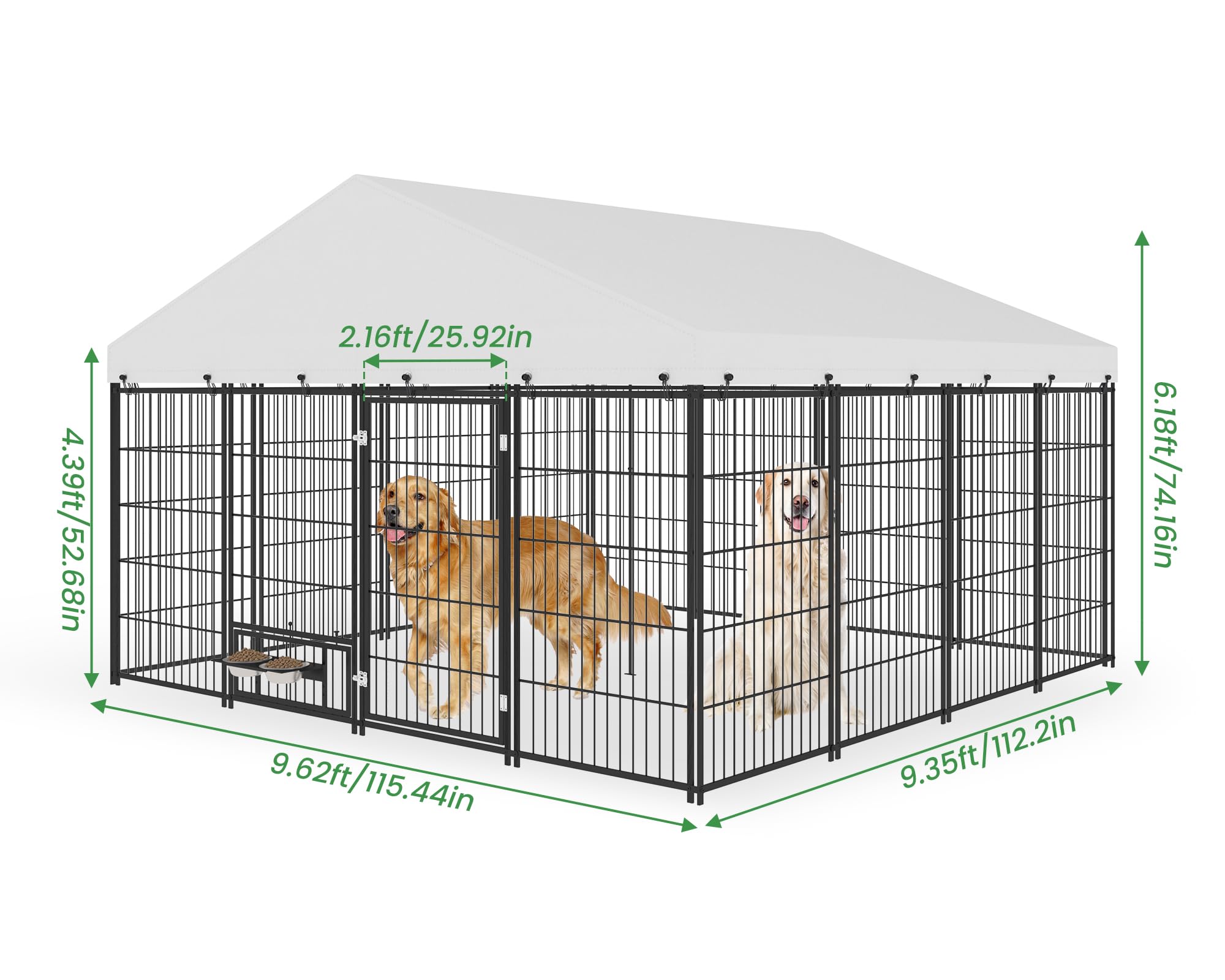 Yafylly kennel weather roof shields sun and rain while allowing airflow