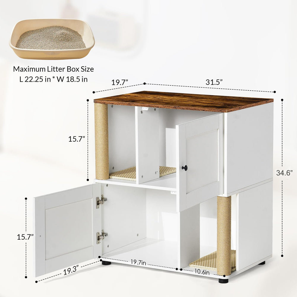 Two-tier interior showing two litter boxes inside the Yafylly unit