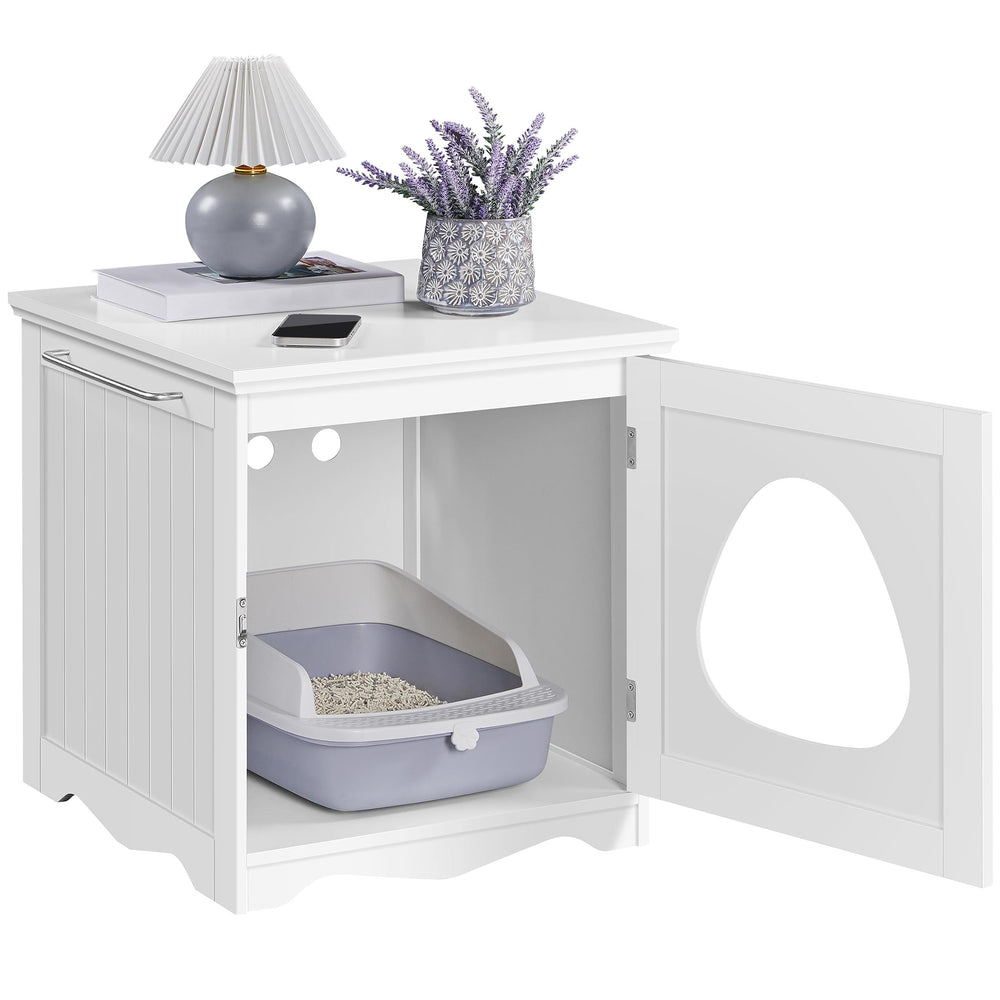 Yaheetech cat litter box enclosure in-room setup fits modern living spaces.