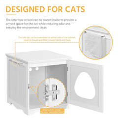 Yaheetech cat litter box enclosure interior wood panel demonstrates sturdy construction.