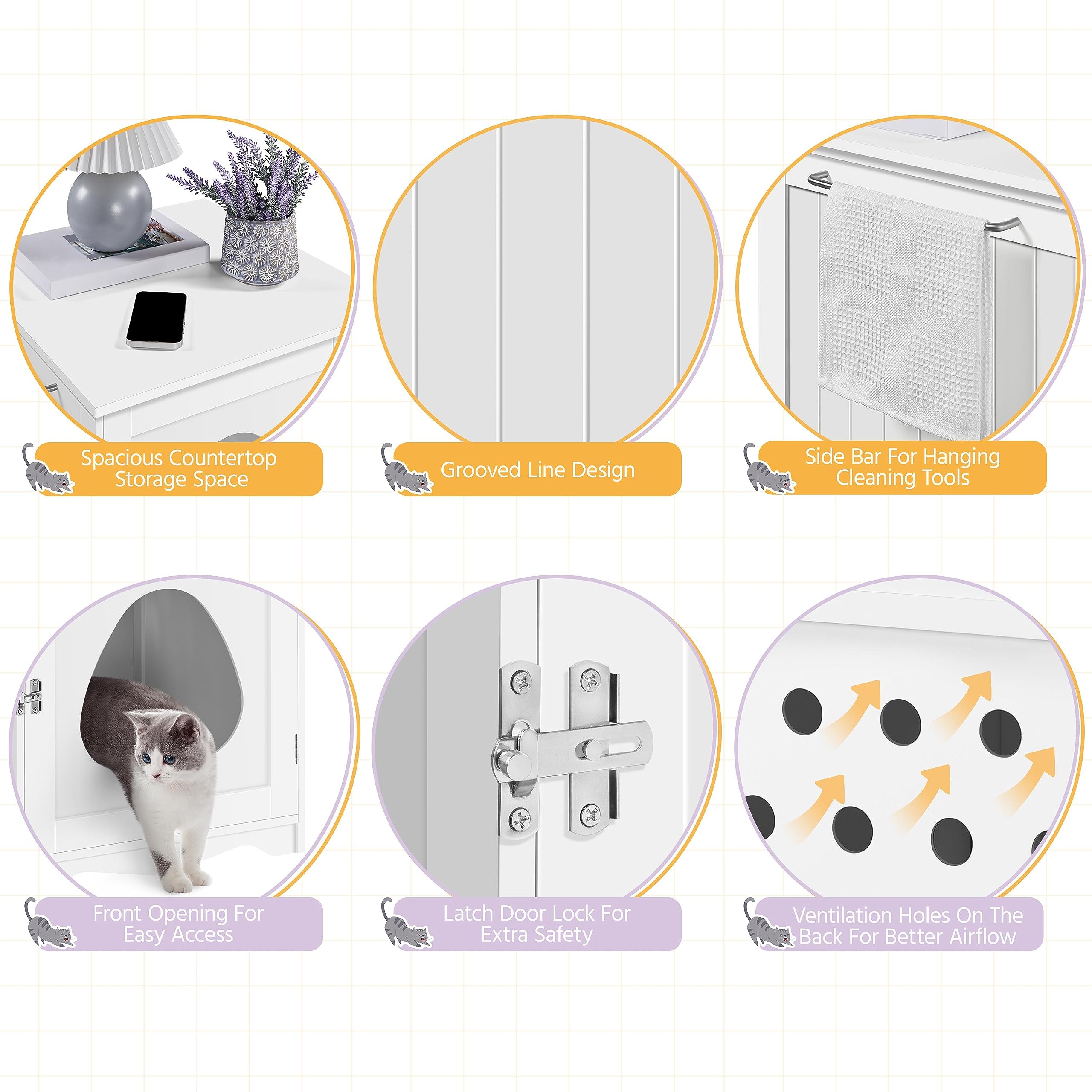 Yaheetech cat litter box enclosure open door reveals easy access for cleaning.