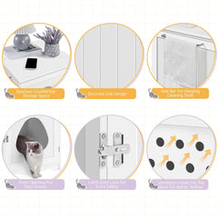 Yaheetech cat litter box enclosure open door reveals easy access for cleaning.