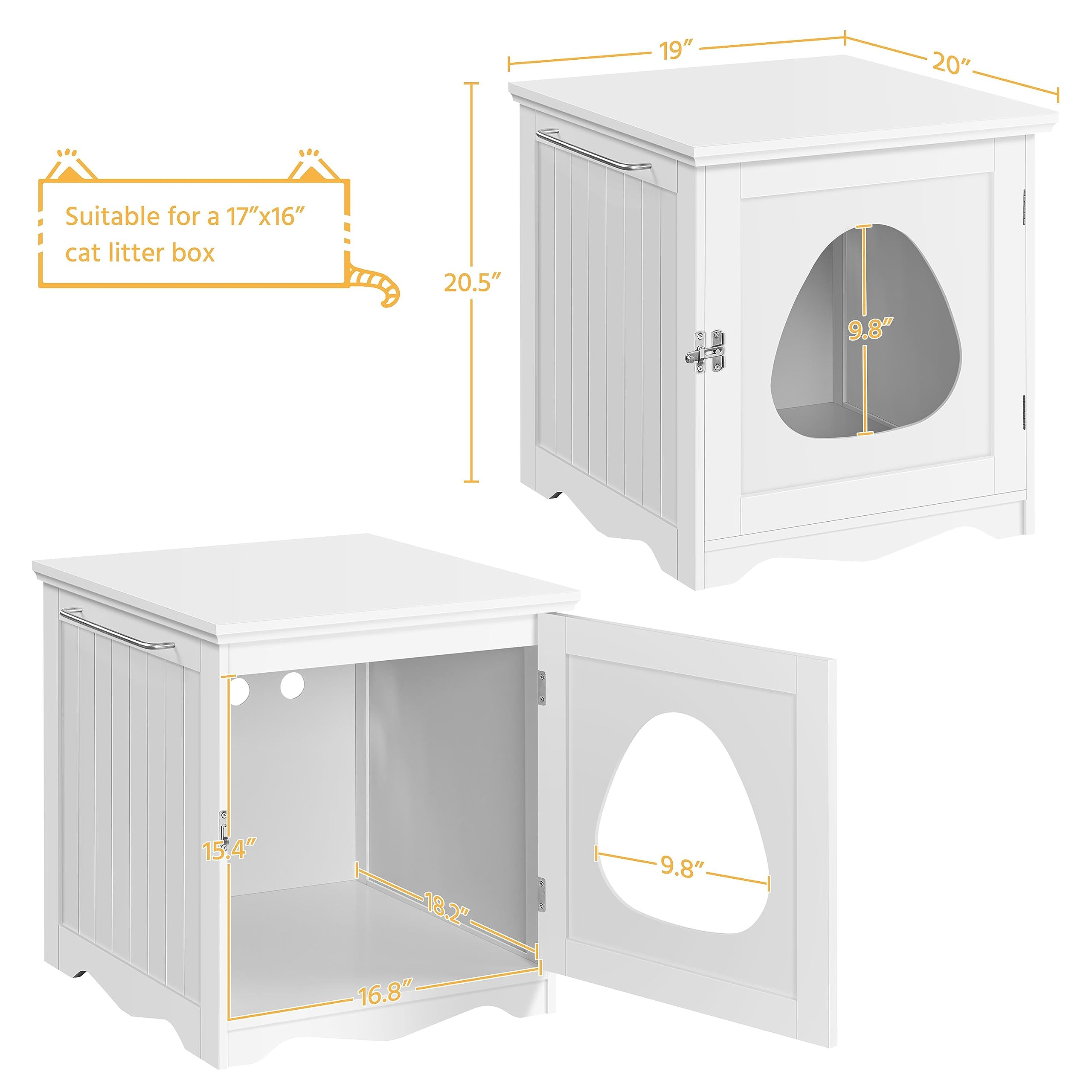 Yaheetech cat litter box enclosure top view highlights compact footprint.