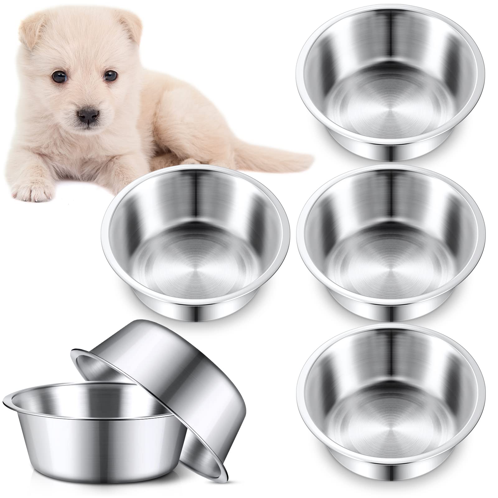 Yahenda 6-pack stainless steel bowls for daily feeding and easy replacements.