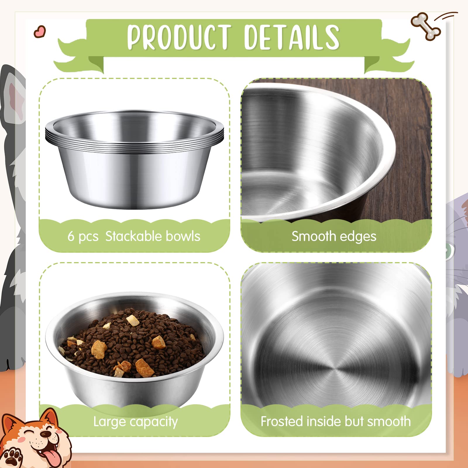 Yahenda dishwasher-safe bowls highlight convenient cleaning and rust resistance.