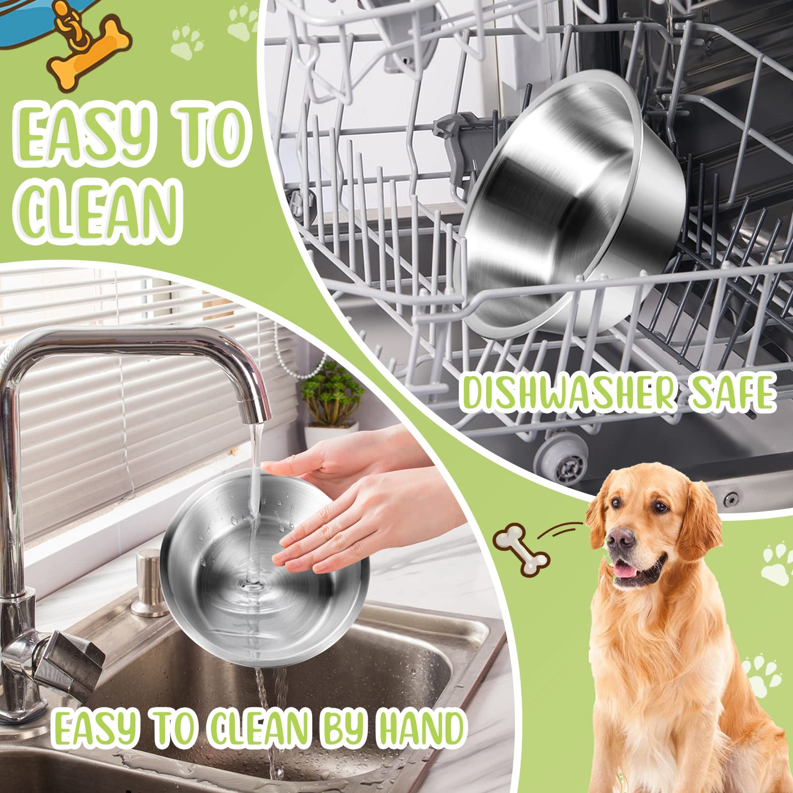 Yahenda multi-size bowls suitable for small to large dogs indoors and outdoors.