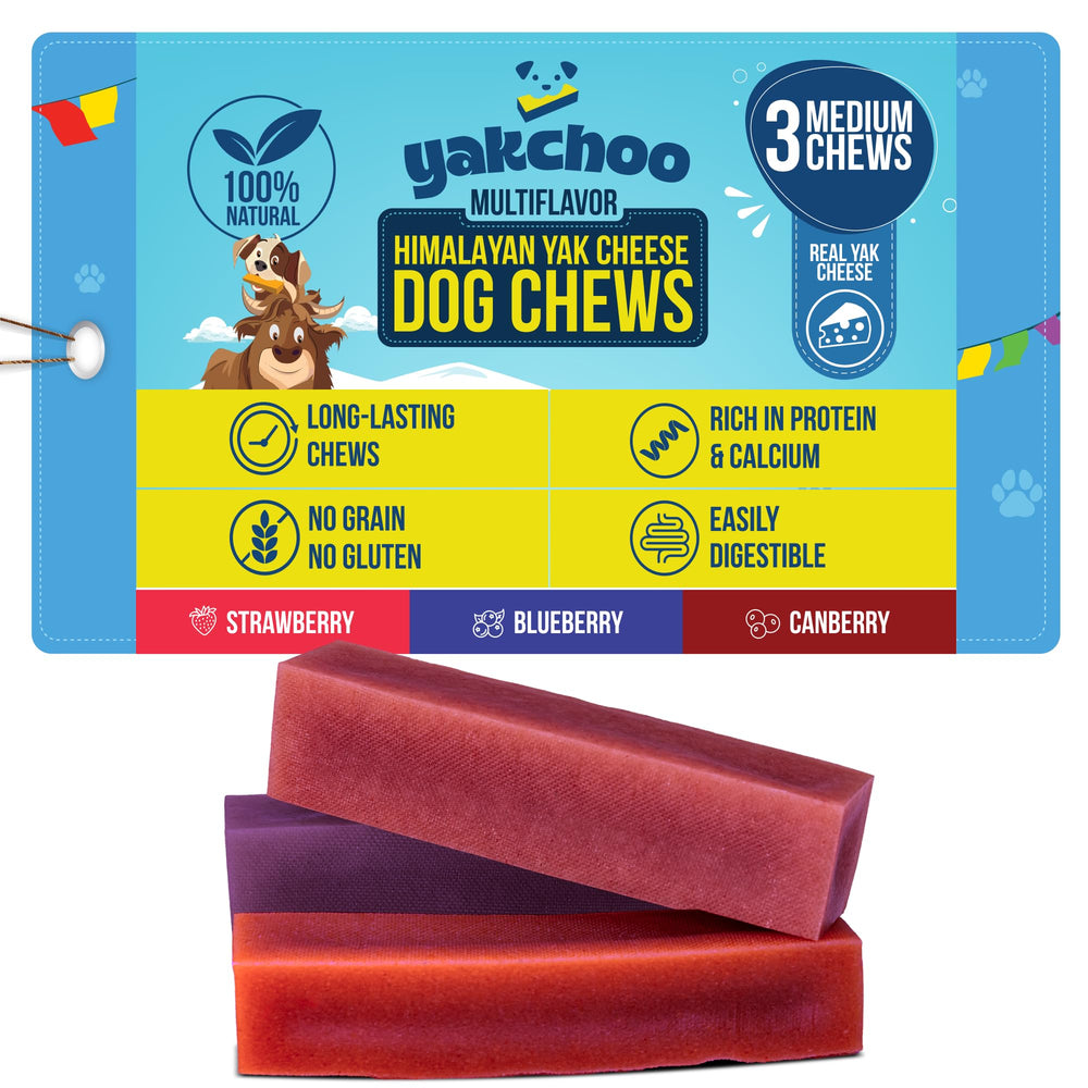 Yakchoo Himalayan yak chews blueberry bars close-up, antioxidant-rich treat.