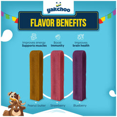 Yakchoo Himalayan Yak Chews Strawberry Bar; vitamin C and tasty chew experience.