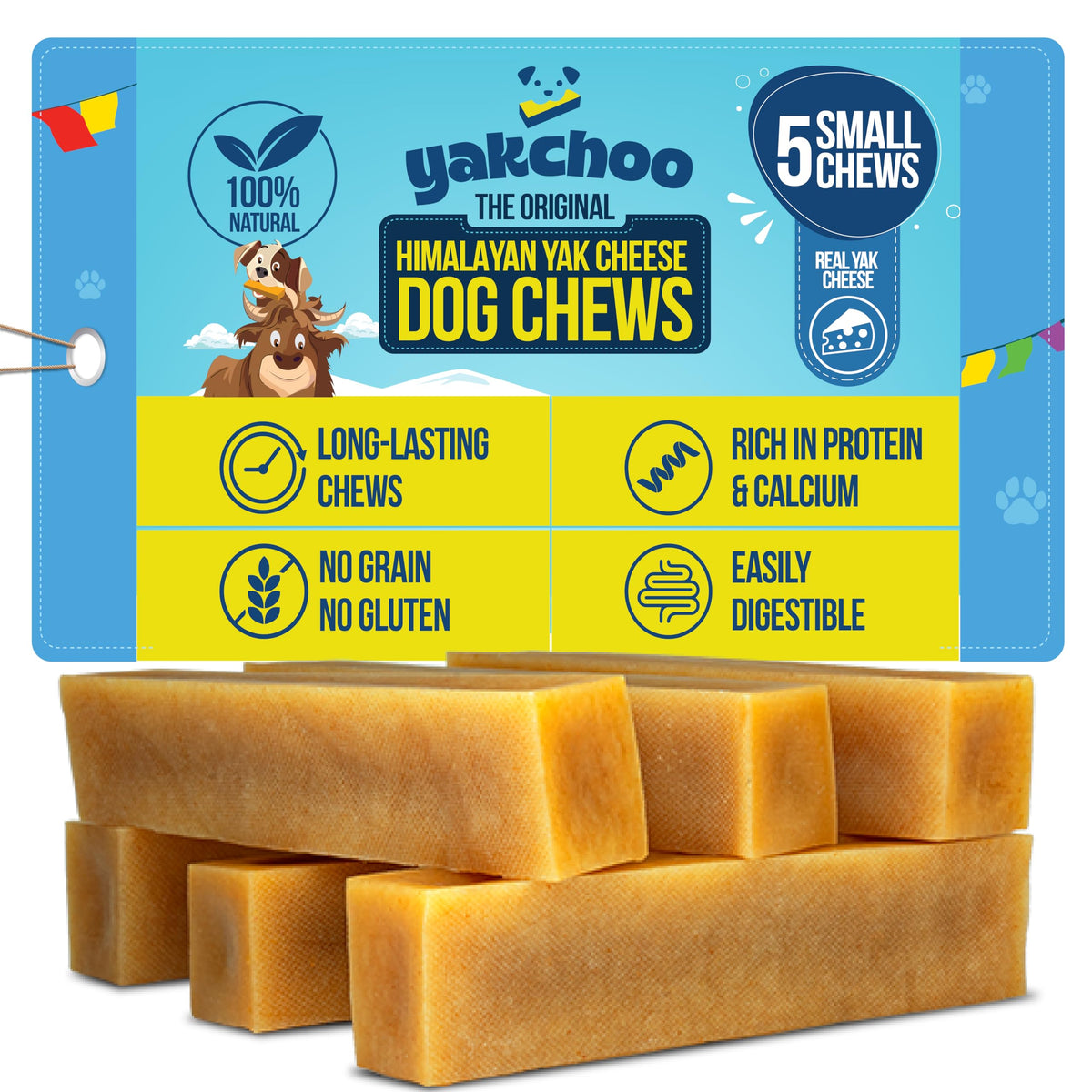 Yakchoo real Himalayan dog chews closeup shows natural texture for long-lasting chewing.
