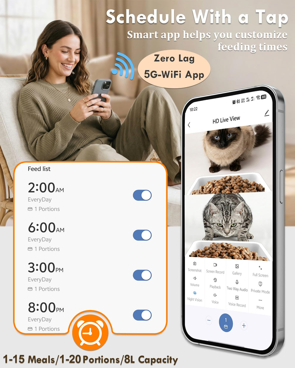 Yakry backup battery option supports feeding during power outages.