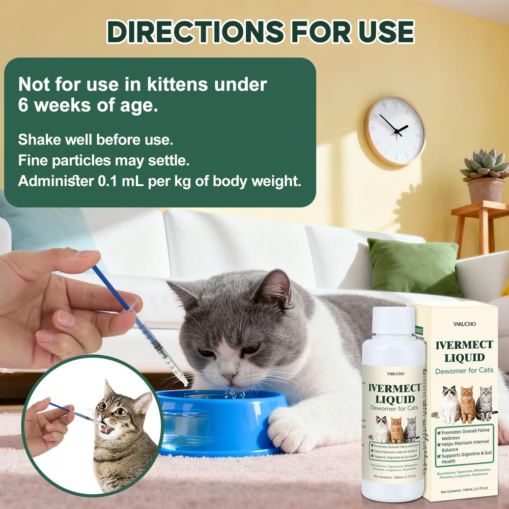 Yakucho Dewomax liquid label detail, highlighting no artificial additives for cats