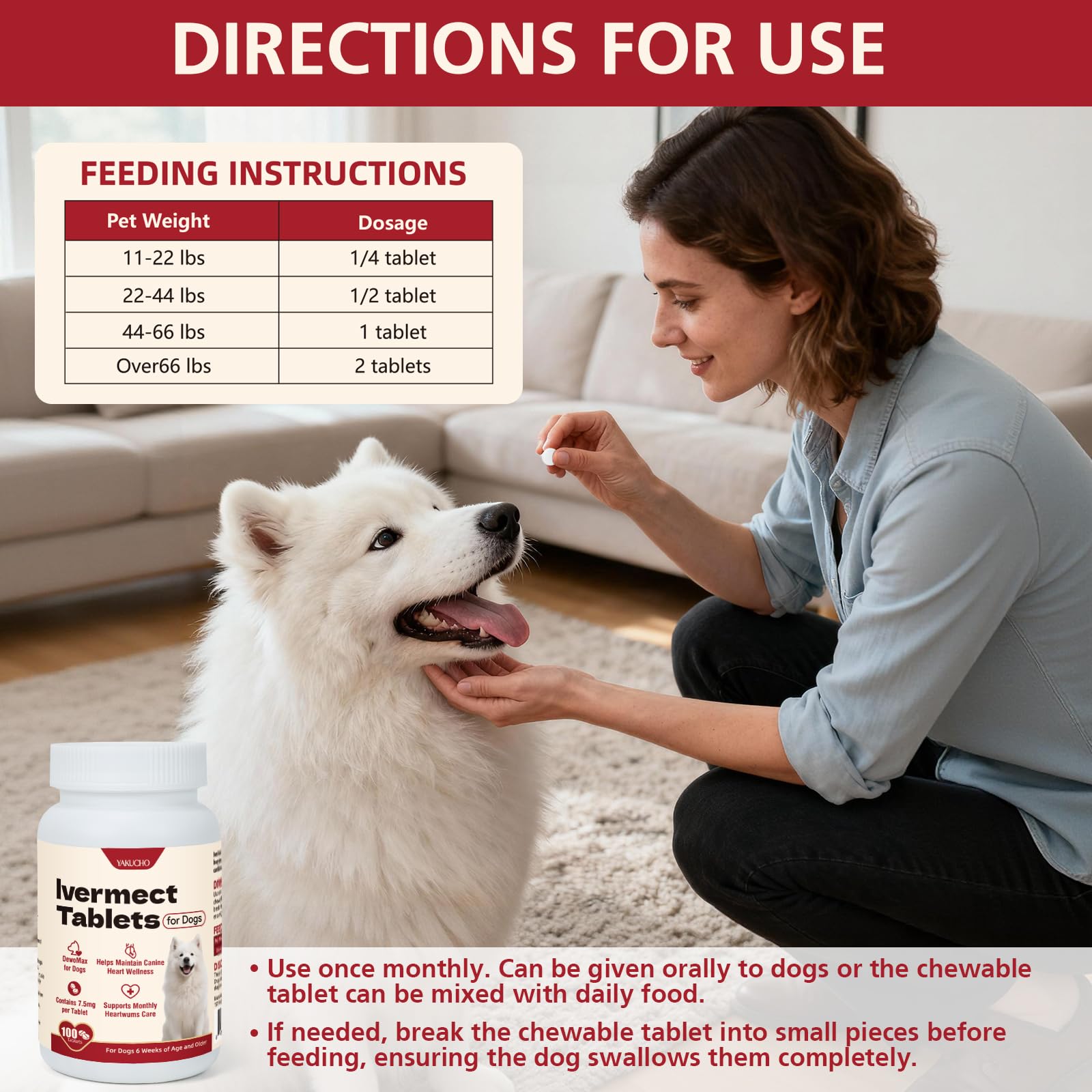 Yakucho lvermect ingredient list highlighting a mild formulation for dogs.