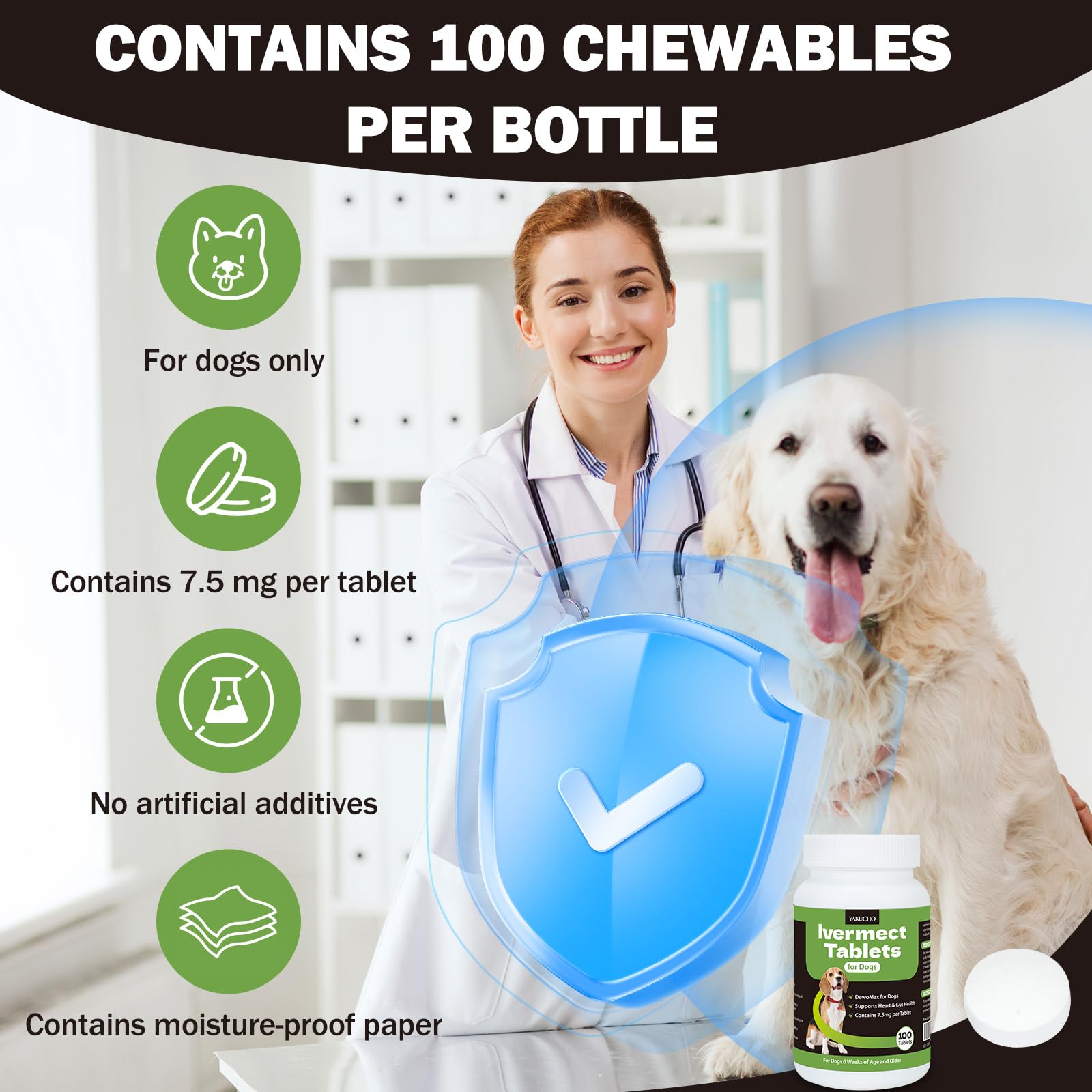 Yakucho lvermect tablets for dogs daily-use image; simple chewable care.