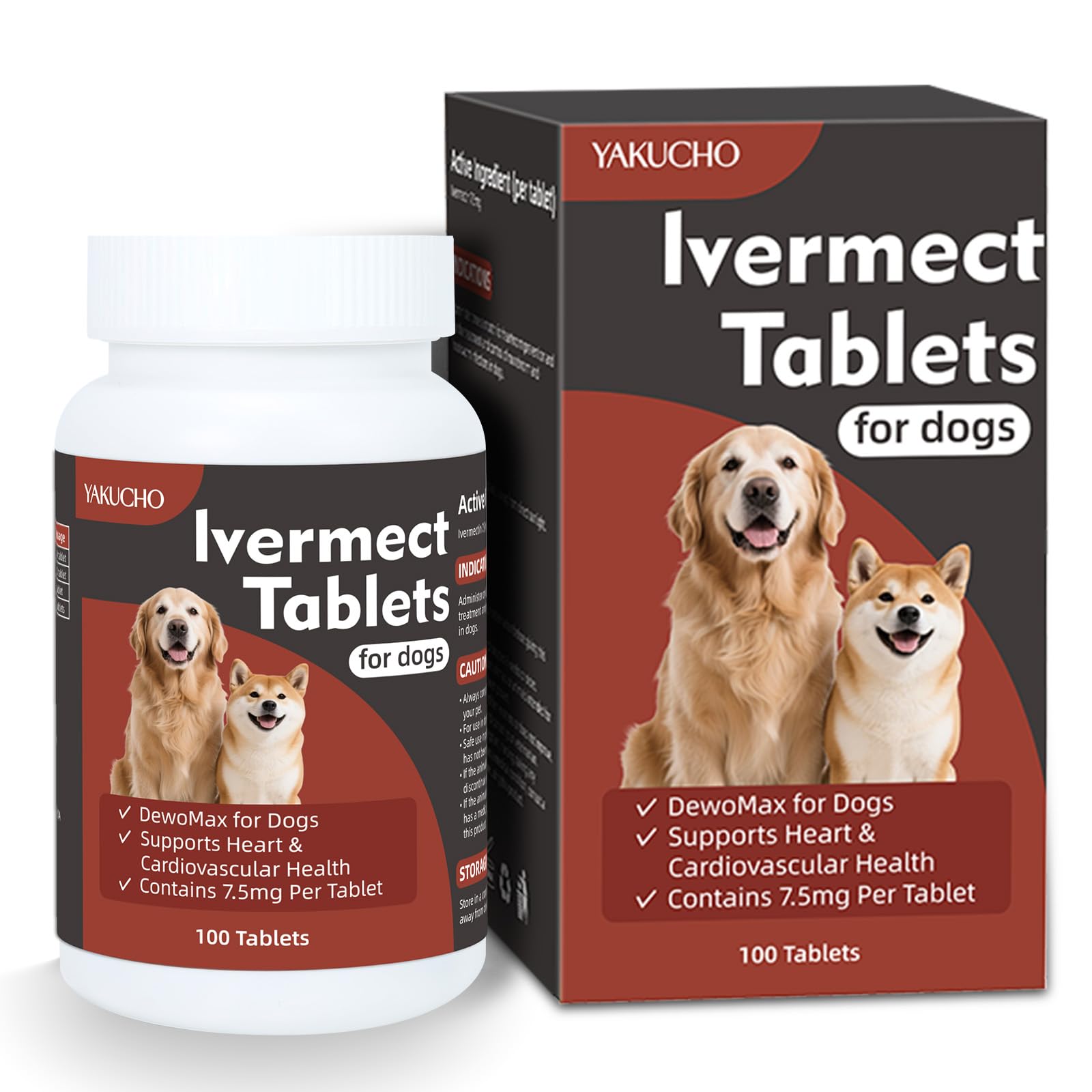 Yakucho Young Heart dog tablets 100-count bottle for daily heart support.