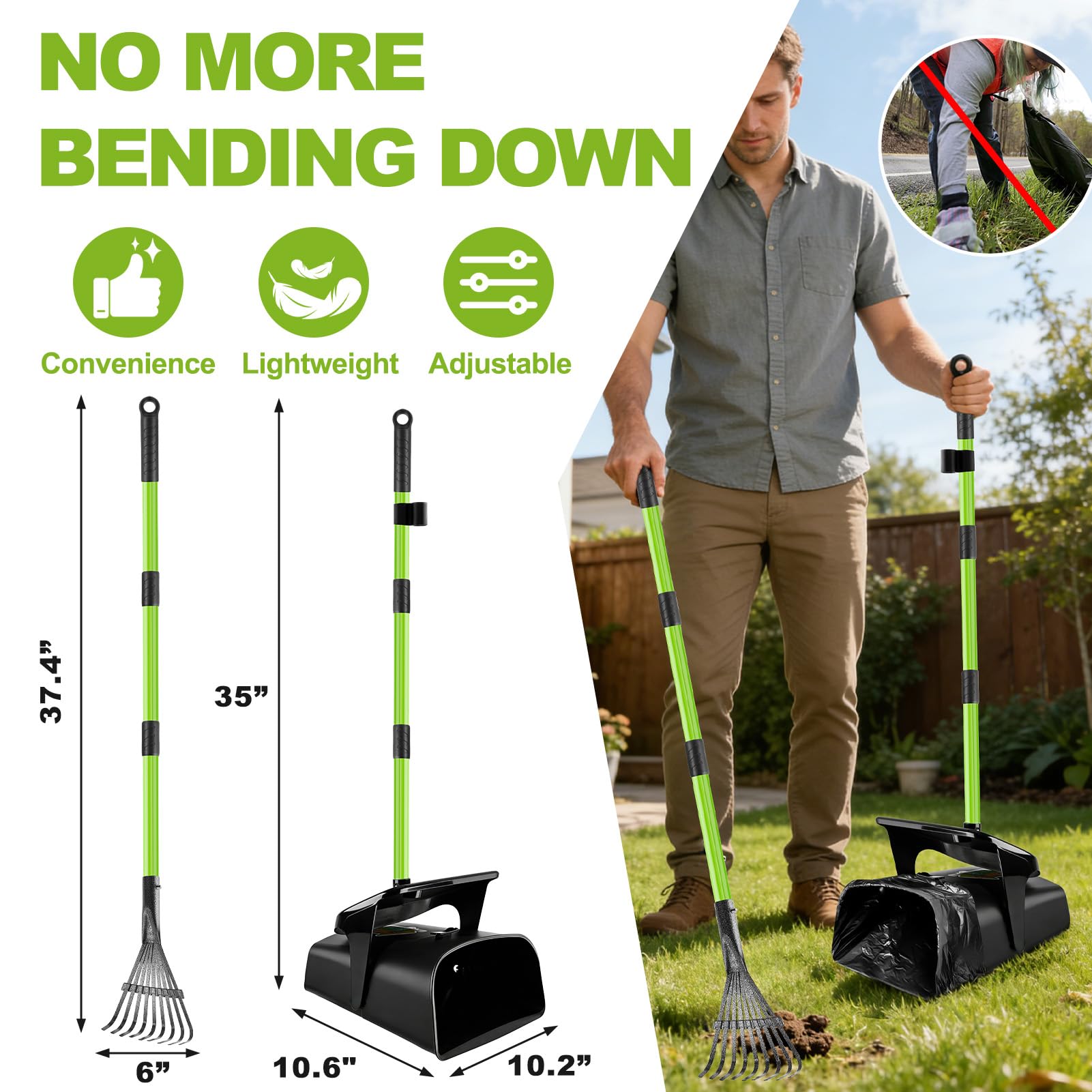 Yalumo pooper scooper bag-lock system keeps bags secure during use.