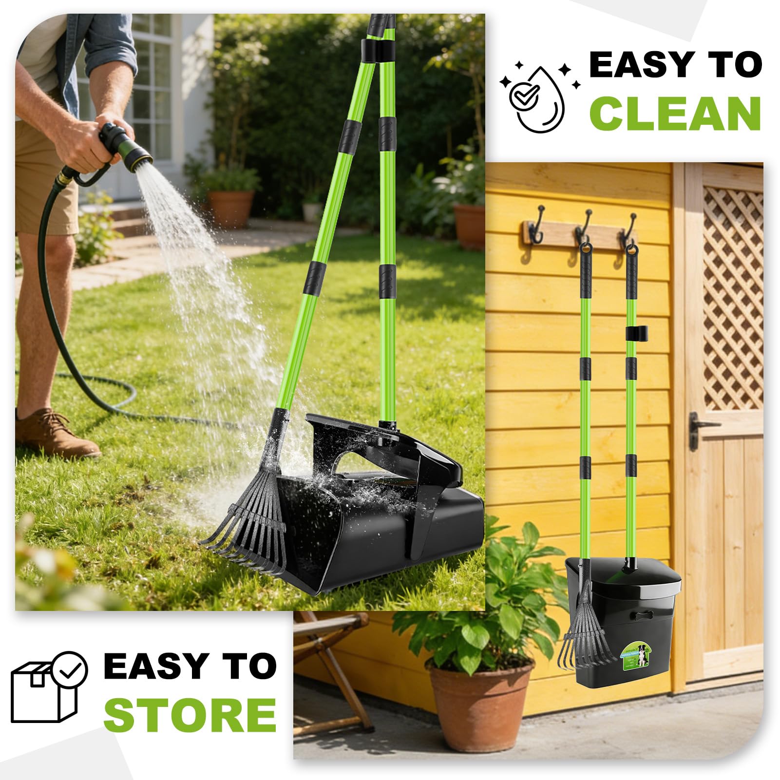 Yalumo pooper scooper is versatile on grass, concrete, gravel, and dirt.