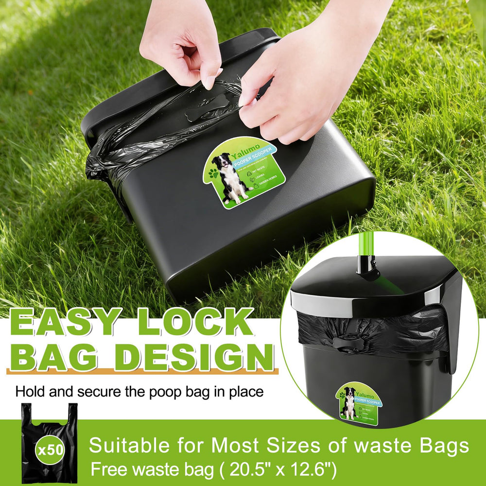 Yalumo pooper scooper three-piece handle disassembles for compact storage.