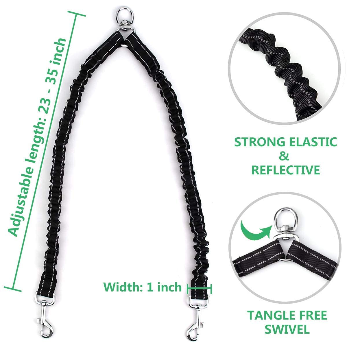 YaLunpc 360-degree swivel prevents tangling while dogs move side to side.
