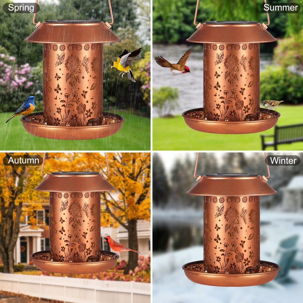 Yamodoor Garden Decor Path Light Bird Feeder brightens walkways while providing a feeding spot