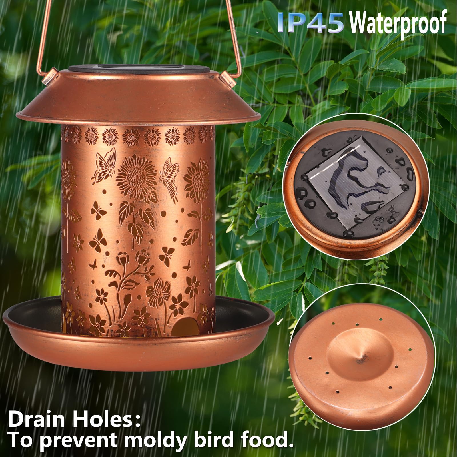 Yamodoor Solar-Powered Outdoor Bird Feeder lights paths and welcomes visiting birds after sunset