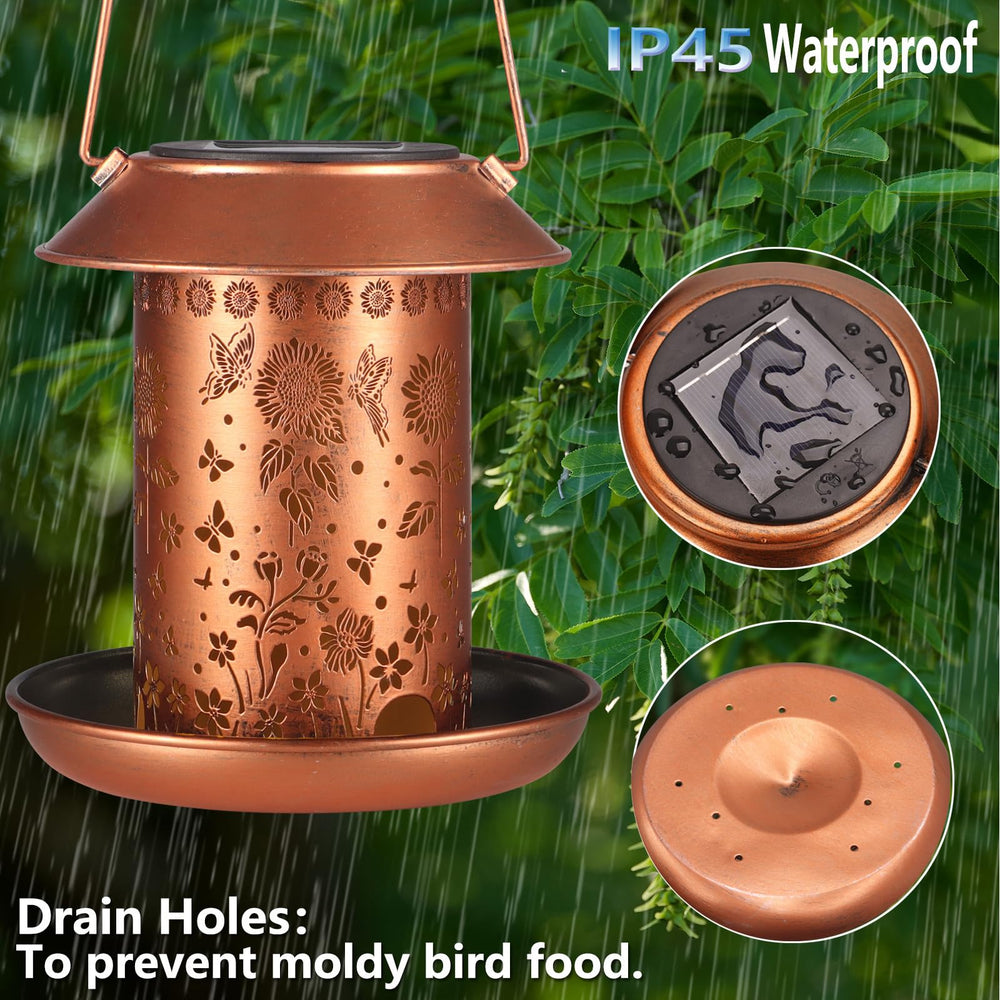 Yamodoor Solar-Powered Outdoor Bird Feeder lights paths and welcomes visiting birds after sunset