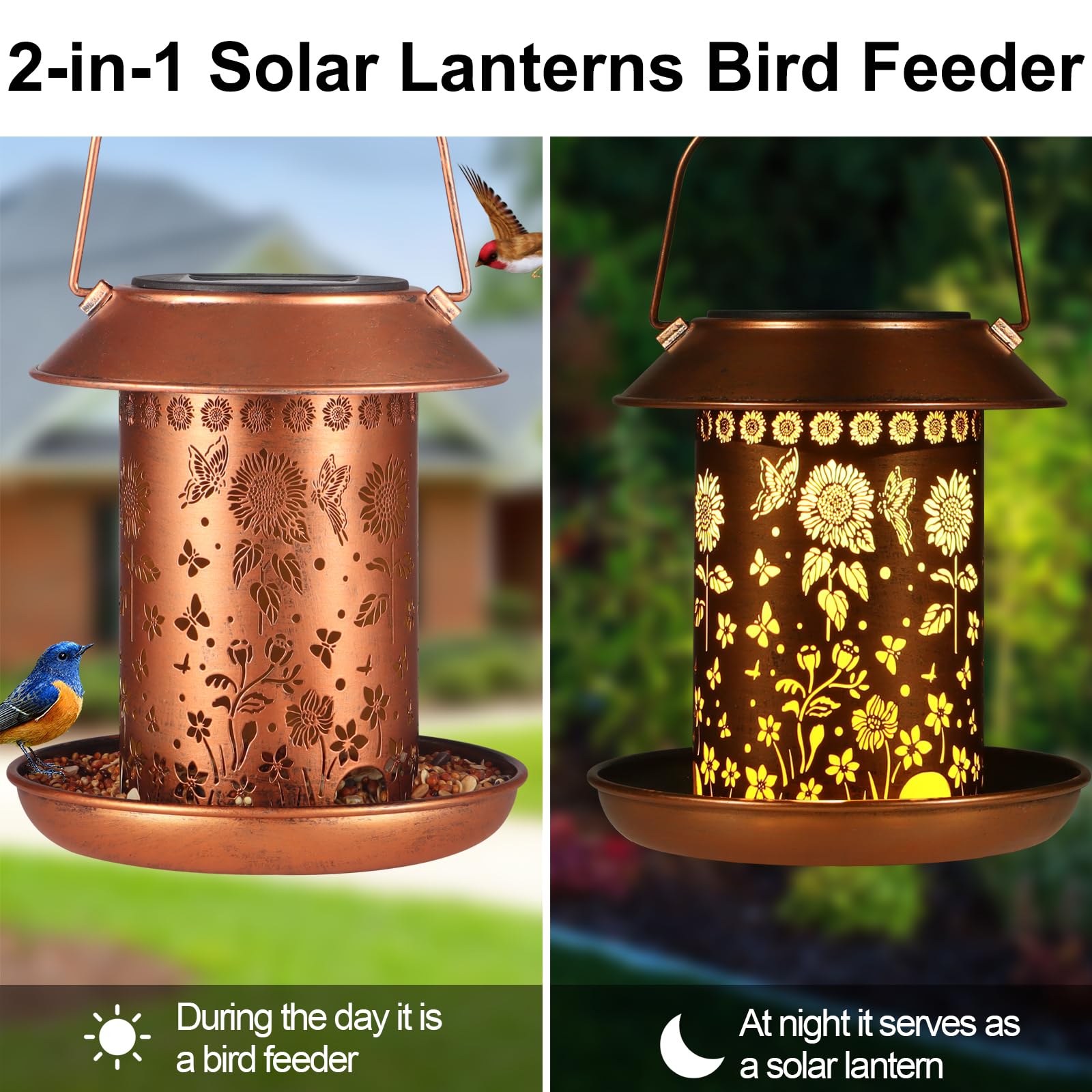 Yamodoor Weatherproof Metal Bird Feeder withstands rain and wind for year-round garden use