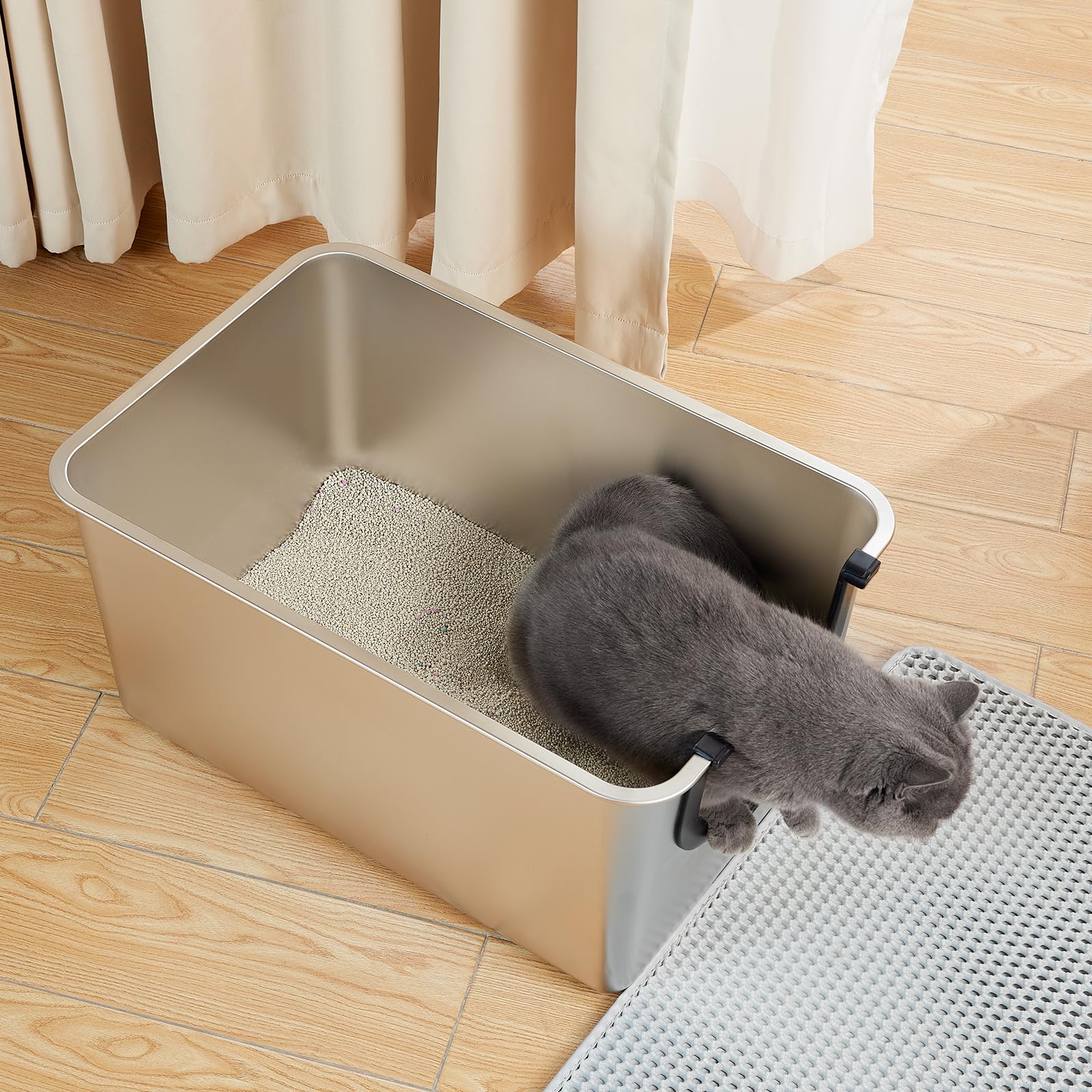 Yangbaga extra large litter box supports long-term use for multiple cats